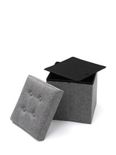 Grey Folding Storage Ottoman