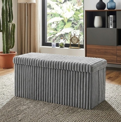 Ribbed ottoman storage box - ribbed,